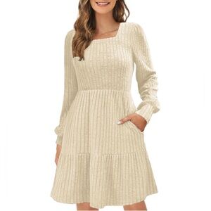Elegant Cream Knit Dress